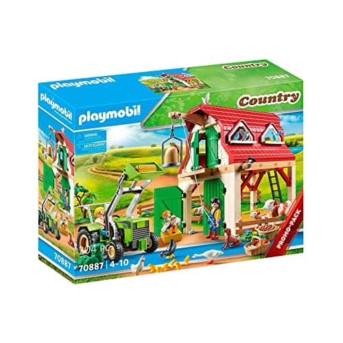 Image of Playmobil 70887 Country Farm with Small Animals and Working Goods Lift, Suitable Toys for Children Ages 4+