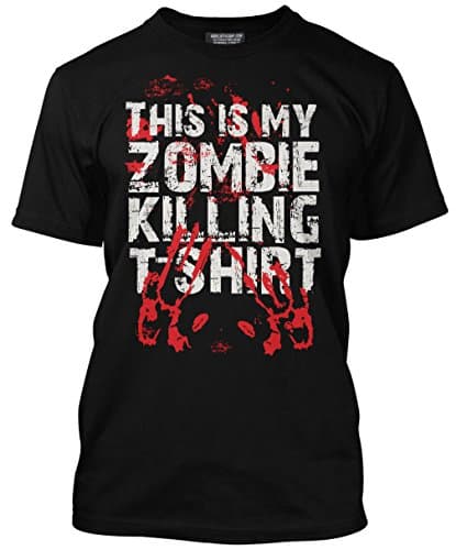 Image of This is My Zombie Killing T-Shirt Bloody Handprint Mens Unisex Tshirt Zombie Day Tee Halloween Apocalypse - 3XL Black
