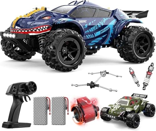 Image of DEERC 9308E 1:16 All Terrain Fast RC Monster Truck 40 KPH RC Cars for Boys Age 8-12,4WD High Speed Dinosaur Truck,2.4Ghz Off-Road Remote Control Cars with 2 Batteries 2 car Shell, Toy Gift for Kids