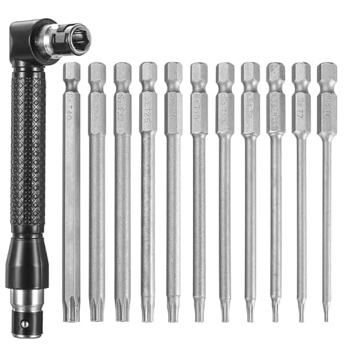 Image of 11 Pcs 100mm Long Torx Screwdriver Bit Sets, T6-T40 Precision Security Torx Bit Set, Magnetic Screwdriver Bits Set, 1/4” Hex Shank S2 Steel Star Screwdrivers Impact Driver Bits Set Hand Tools