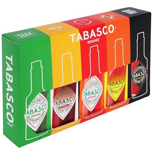 Image of TABASCO Hot Sauce Set - Hot Sauce Gift Set with 5 mini Tabasco bottles (5x60ml) - 100% natural ingredients - Spicy-beginners to spicy-lovers will get their taste
