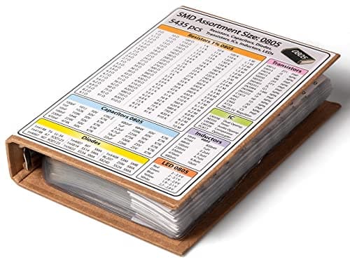 Image of SMD 0805 Book, Resistors, Capacitors, Transistors, SMT Diodes Electronic Components Assortment - 5435 Pieces