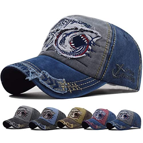 Image of CheChury Mens Distressed Baseball Cap Snapback Trucker Hat Outdoor Sports Cap Unisex Snapback Vintage Trucker Cap Navy