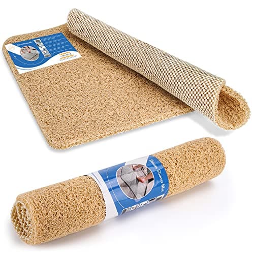 Image of Dikots Soft Shower Mat non slip anti mould 60 x 40 cm - Beige Loofah style PVC Non slip mat for inside shower and wet places