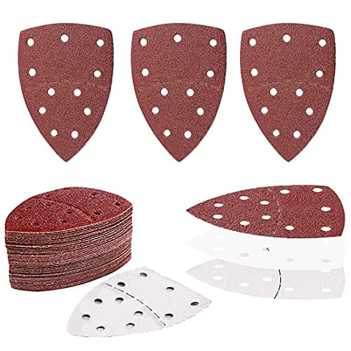 Image of 40 Pieces Sanding Pads, 11 Hole Sanding Sheets Hook and Loop 8Pcs Each Assorted 40/60/80/120/180 Grits