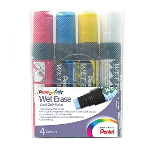 Image of Pentel Wet Erase Chalk Marker Jumbo Tip - Assorted Colours (Pack of 4)