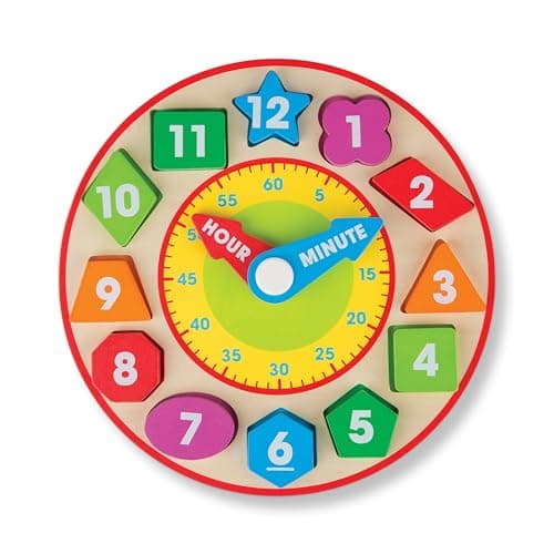 Image of Melissa & Doug Shape Sorting Clock (Developmental Toy, Sturdy Wooden Construction, Develop Time-Telling Skills)