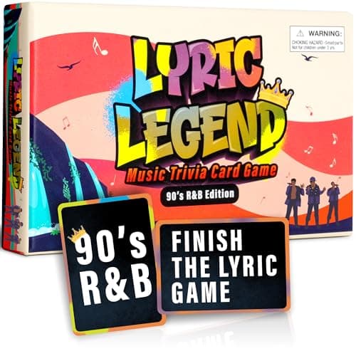 Image of Lyric Legend - R&B Music Trivia Game for 90's Lyrics - Music Games & Music Gifts - Perfect 90’s Trivia, 90’s Games, & 90’s Trivia Games for Adults & 90’s Gifts! Can You Finish The Lyrics Game Night