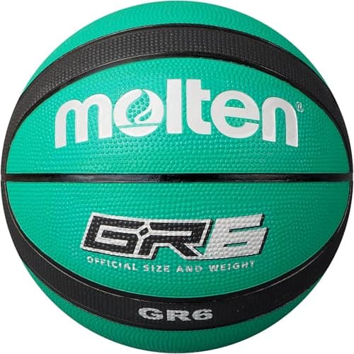 Image of Molten GR Premium Rubber Basketball | Indoor/Outdoor Play | Durable Pro Pebble Grip Texture | Reaction Training | Size 6 | For Boys age 12-14, Girls age 14 plus & Adults | Green & Black