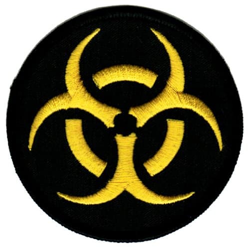 Image of Biohazard Symbol Embroidered Patch Iron-On Danger Symbol Black-on-Yellow Logo