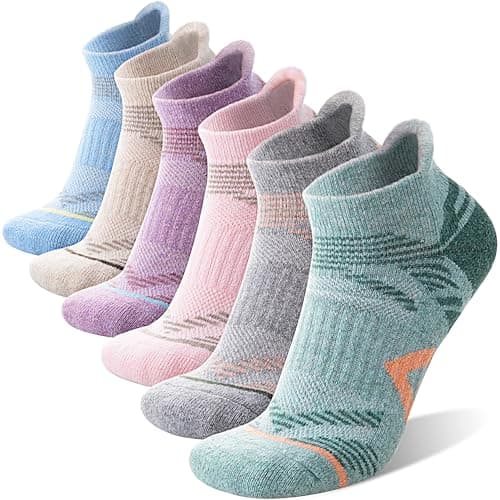 Image of ANTSANG 6 Pairs Merino Wool Ankle Walking Hiking Running Socks Thick Cushion Breathable Socks for Men Women(Light Color Combination,3-7)