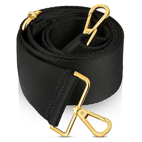Image of Wide Handbags strap Replacement Shoulder Luggage strap Adjustable Purse with Gold Hardware for Men Women (Black, 1.97 Inch)