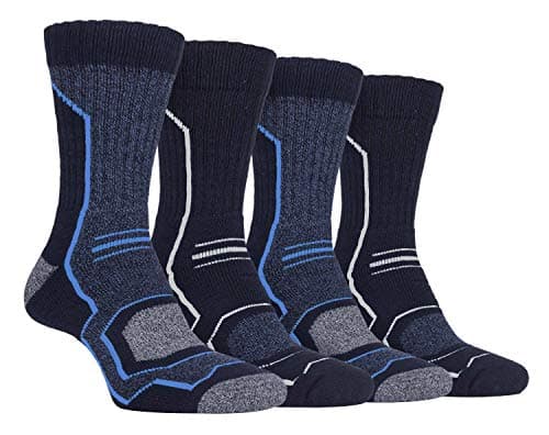 Image of Storm Bloc - 4 Pairs Mens Technical Performance Boot Hiking Socks with Arch Support and Terry Cushioning (6-11 UK, Navy)