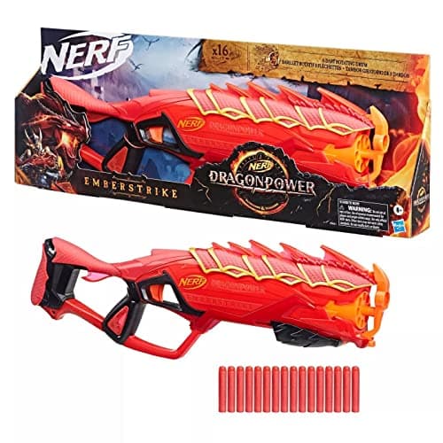 Image of Nerf DragonPower Emberstrike Blaster, Inspired by Dungeons and Dragons, 8-Dart Drum, 16 Nerf Darts, Dart Storage