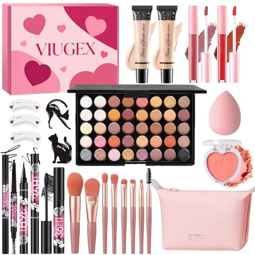 Image of All in One Full Makeup Kit, Makeup Gift Sets for Women, Make Up Set for Teenage Girls, Makeup Essential Bundle with Eyeshadow Palette Foundation Blush Lipgloss Eyeliner Mascara Eyebrow Pencil Brushes