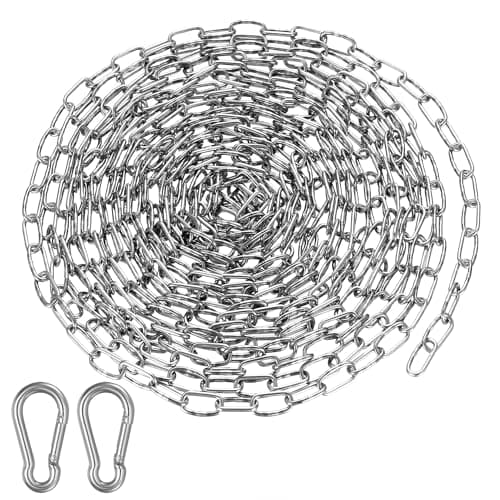 Image of Stainless Steel Chains, 5 Metre Heavy Duty Chain Links, Metal Chain Security Chain, 1.5mm Galvanized Steel Welded Link Chains for Fence Gate Door Bike Bicycle Swing Security Lock Lift Chains