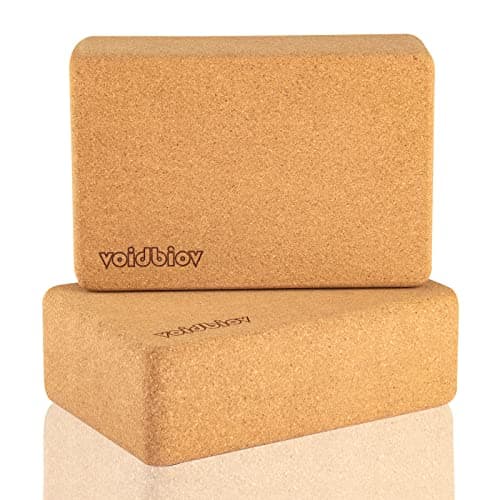Image of Cork Yoga Block Set 2 Pieces 9" x 6" x 3", Professional Bricks for Pilates Home Exercise, Fitness Easy to Grip, Non-Slip Surface