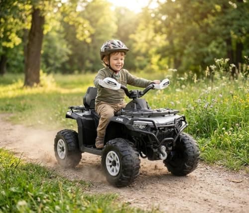 Image of Electric Baby Stroller - Remote Control, 12V 4.5Ah Battery, Dual Drive Motors, Plastic Seat, and Plastic Wheels-White
