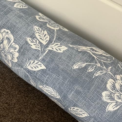 Image of Snugglemore Draught Excluder Fabric Cotton Door Window Draught Cushion Guard Floral Designs (Chambray Garden Blue)