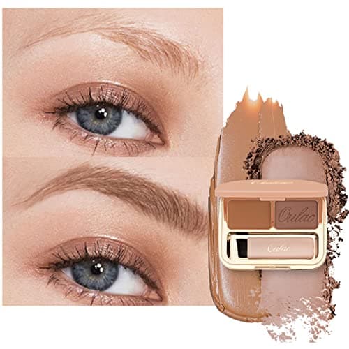 Image of Oulac Brown Eyebrow Powder 2 Colours Fills & Contours Brows with Brow Brush & Mirror, Long Lasting Eye Brow Pomade, WaterProof Eyebrow Gel for Light Brown Hair, 3.2 g, Ginger