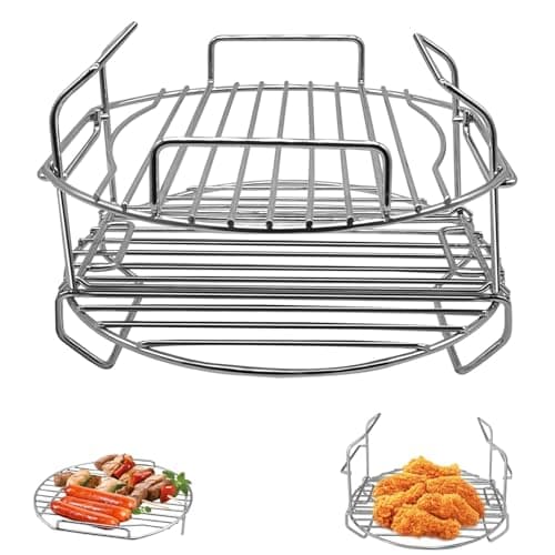 Image of GCQFZ Air Fryer Accessories for Ninja Foodi OP500UK OP450UK 7 in 1 7.5L Electric MAX Multi-Cooker Pressure Cooker, Stainless Steel Air Fryer Wire Rack Replacement Parts, Dishwasher Safe