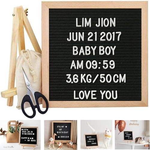 Image of QSLKI Felt Letter Board, 10x10in Changeable Letter Board Message Board, 510 Letters & Numbers, Stand & Bag, Peg Boards With Letters Handmade Oak Message Board For Home Decoration