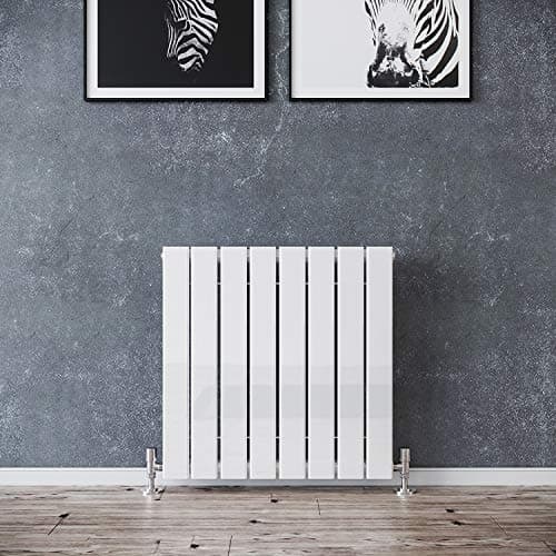 Image of ELEGANT 600x 600mm Slimline Horizontal Radiators, White Single Modern Wall/Floor Mounted Flat Panel Radiator