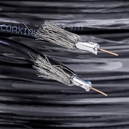 Image of SSL Satellites 100 Meter Roll of Twin Satellite Coaxial Shotgun Cable Black for Sky Q HD and Freesat (100 Meter Roll, Black)
