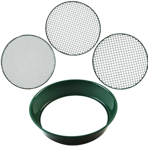 Image of Unibos | Metal Riddle/Sieve Mesh, Garden Sieve, 3 in 1 Metal Soil Sieve with Interchangeable Mesh, Sizes 3/6/12mm, Garden Riddle, Perfect Gardening Tool for Sifting Soil