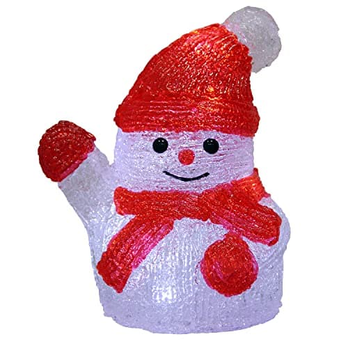 Image of DEUBA® Illuminated Snowman Table Lamp | Christmas Decorations | Acrylic Battery Operated LED Light with Cool White Glow | 18.5x15x11cm | Ideal Home Decoration for Festive Season