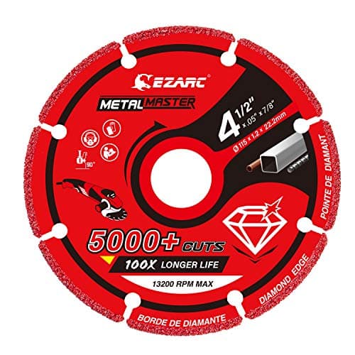 Image of EZARC Diamond Cutting Disc 115mm x 22.23mm for Metal, Cut Off Wheel with 5000+ Cuts on Rebar, Steel, Iron and INOX, 1PCS