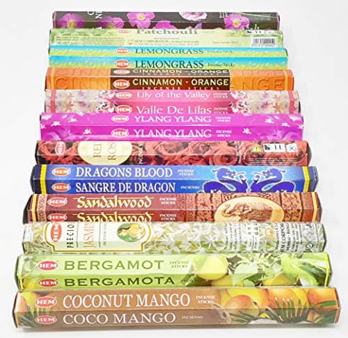 Image of Hem Incense Sticks – 12 Assorted Fragrances with JRose Incense Holder | 20 Sticks per Box | Aromatherapy, Meditation, Relaxation | Total 240 Sticks