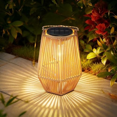 Image of OUTONLIFE Solar Lanterns Outdoor Waterproof, Hanging Rattan Woven Solar Lights with Auto On/Off, Decorative Gifts for Garden, Yard, Patio, Tree, Porch, Lawn, Pathway & Outside Tabletop Decor