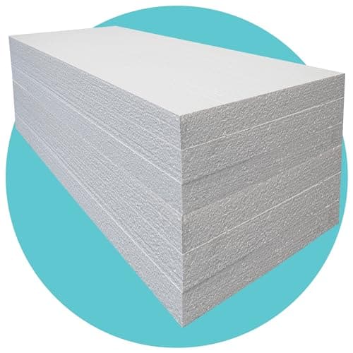 Image of Triplast Expanded Polystyrene Foam Sheets EPS 70 (6 Sheets, 2400 x 1200 x 50mm Each) - BBA Certified Wall & Floor Insulation Board - Box Lining & Packaging Foam Board - White Blocks for DIY Projects