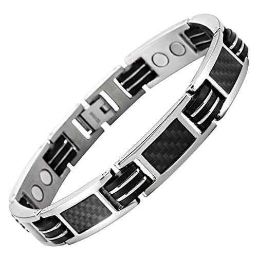 Image of Mens Carbon Fibre Titanium Magnetic Bracelet Adjustable Included By Willis Judd