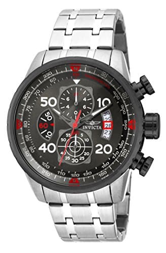 Image of Invicta Aviator 17204 Men's Watch - Waterproof - Analogue - Quartz Movement - stainless steel with Grey dial - 48mm