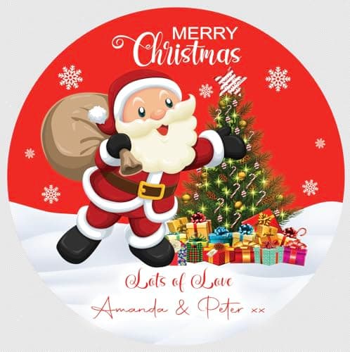 Image of Christmas Personalised Chocolate Sticker for Tubs/Tins of Roses, Heroes & Celebrations Chocolates V12