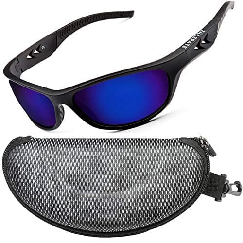 Image of ZILLERATE Polarised Sunglasses For Men - Mens Womens Polarized Sports Sun Glasses, Fishing Driving Running Cycling Sailing Skiing Golf, UV400 Protection Safety Lenses, Wrap Around Men's Shades, Blue
