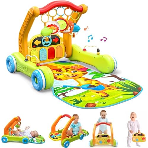 Image of Move2Play, 4-in-1 Baby Play Mat & Activity Center Gym | Walker | Infant Toy for Tummy Time | Birthday Present | Gift for 3, 4, 5, 6, 7, 8, 9, 10, 12 + Month Old Boys & Girls (Yellow)