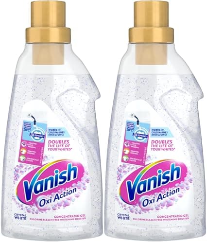 Image of Vanish Oxi Action Fabric Stain Remover and Whitener Gel Whites, 750ml, Pack of 2, 2 x 750ml