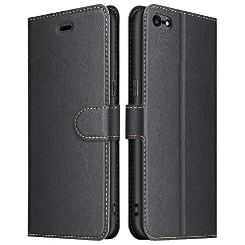 Image of ELESNOW Phone Case for iPhone 6 / 6S, Flip Wallet PU Leather Card Holder with RFID Blocking Magnetic Closure Stand Cover for Apple iPhone 6 / 6S (Black)