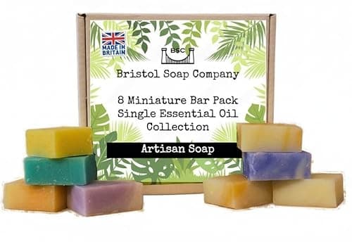 Image of Bristol Soap Company Artisan Soap Mini Bar Pack, 8 Handmade Essential Oil Soaps with Shea Butter & Coconut Oil, Cruelty-Free & Vegan Gift Set (8 x 15g)