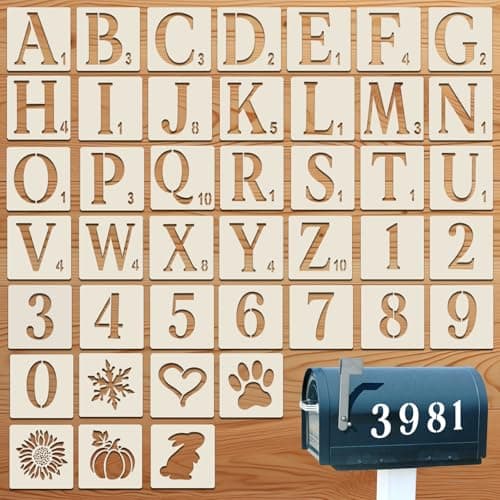 Image of 2 Inch Letter Stencils 42 Pcs Numbers Craft Stencils Plastic Letter Stencil for Painting Reusable Alphabet Template Interlocking Stencil Kit for Painting Wood Wall Rock Sign Door Porch DIY Art Project