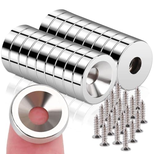 Image of 18Pcs Neodymum Magnets, 12x3mm Hole 4mm Strong Magnets Heavy Duty with Holes, Small Permanent Round Ring Rare Earth Magnet s, Muti-Use Magnet with Hole in The Center for Wall Mounting