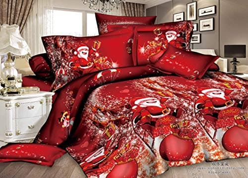 Image of Father Christmas Royal Santa Claus Merry Santa Xmas Duvet Quilt Cover Pillowcase Bedding Set Multi-Colour Snowman Presents Set Ultra Soft Easy Care Modern Design (Royal Santa, Single 135x200cm)