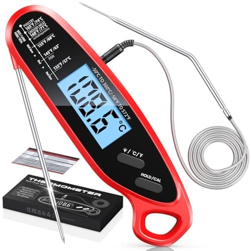 Image of Babacom Meat Thermometer Digital with Dual Probes, Fast Instant Read Food Thermometer, Big Backlight Screen & Calibration, Kitchen Cooking Oven Thermometer for Oil, Candy, Jam, Water, Air Fryer, BBQ