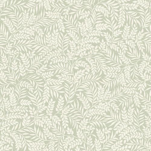 Image of Mini Leaf Sage Green Wallpaper - Naturistic Leaves Botanical Trail - Trendy Stylish Feature Wall