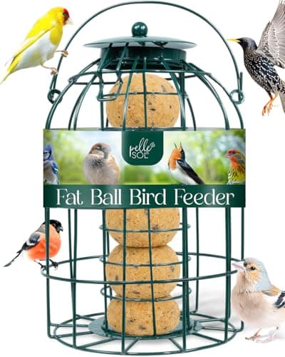Image of Pelle & Sol Bird Feeder - Suet and Fat Ball Feeder for Wild Birds - Compact Iron Design for Bird Feeders Hanging Station - Weather Resistant, Squirrel Proof, Easy Clean, Hang Anywhere Outdoor Feeders
