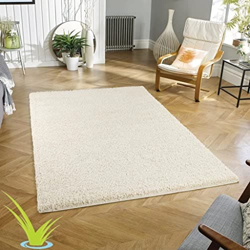 Image of Wadan 120x170cm Cream Shaggy Rugs Living Room |5mm Thick Pile | Extra Large Small Medium | Rectangular Size | Soft Touch | Living Room Area Rugs | Non Shedding