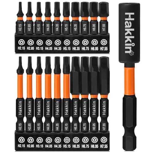 Image of Hakkin 21Pcs Pentagon Screwdriver Bits Set S2 Steel Security Tamper Proof Pentagonal Drive Bit 1/4” Hex Shank for Electric Hand Screwdrivers 60mm 25mm with 1pcs Bit Extension Holder